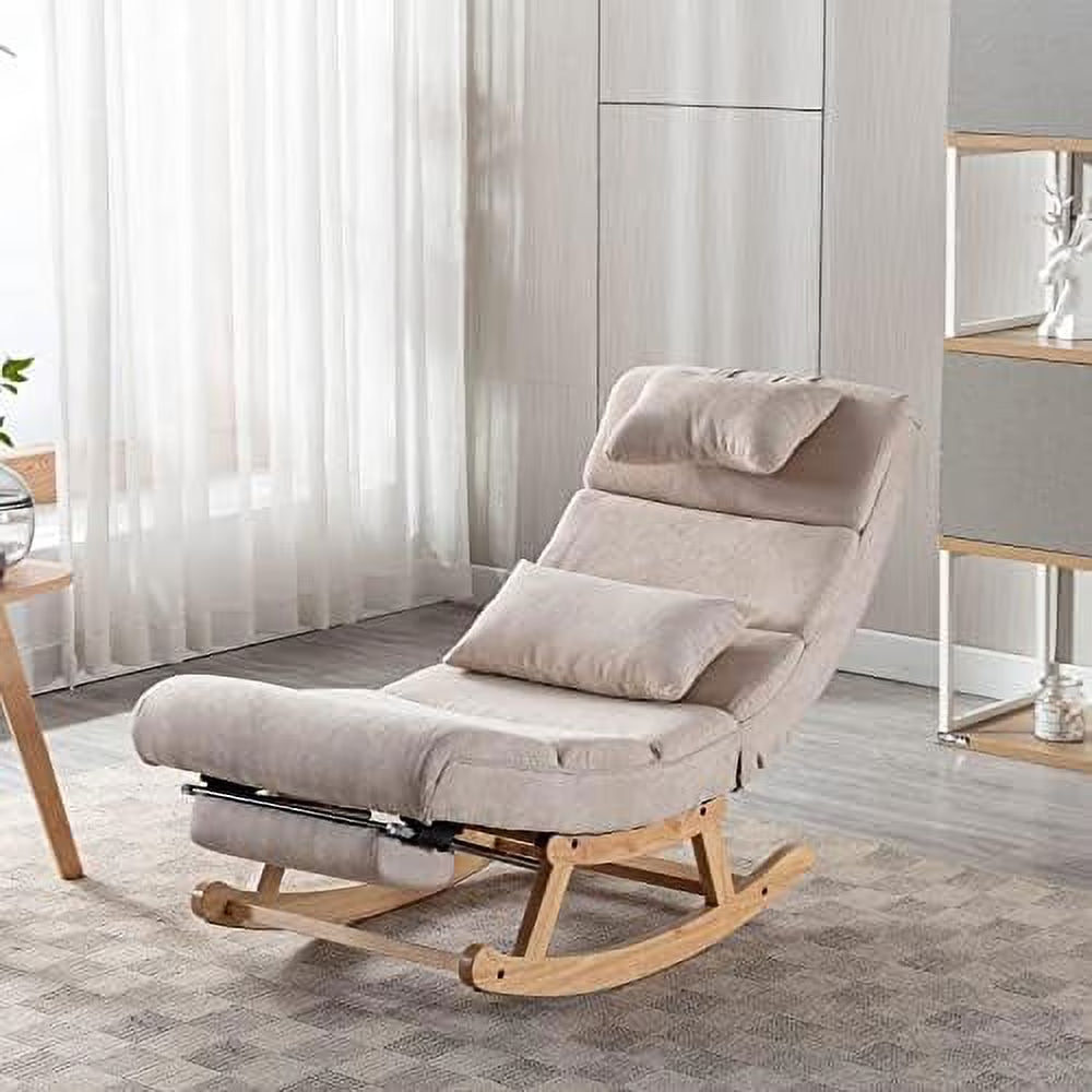PU Leather Upholstered Rocking Recliner Chair with Pillows & Foot Q7705