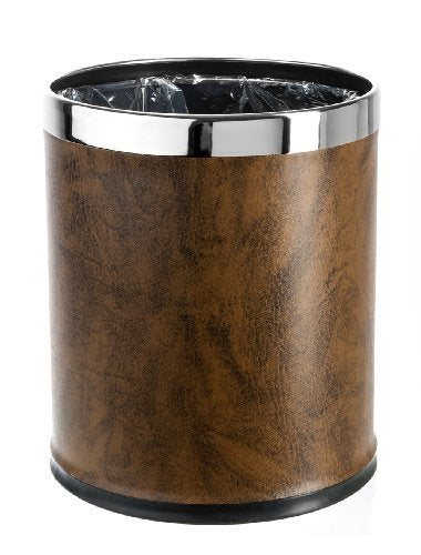 Brown Leatherette Trash Can Z868551