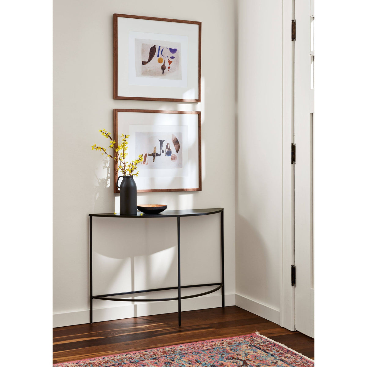 Sage Green Grey Slim Half-Round Console Table A826