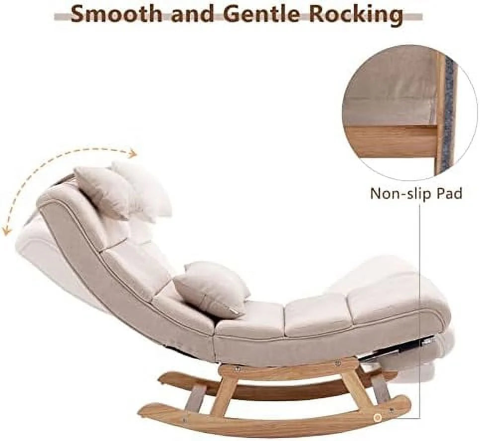PU Leather Upholstered Rocking Recliner Chair with Pillows & Foot Q7705