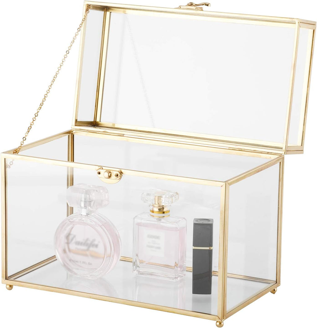 Gold Clear Rectangle Glass Card Box A9476
