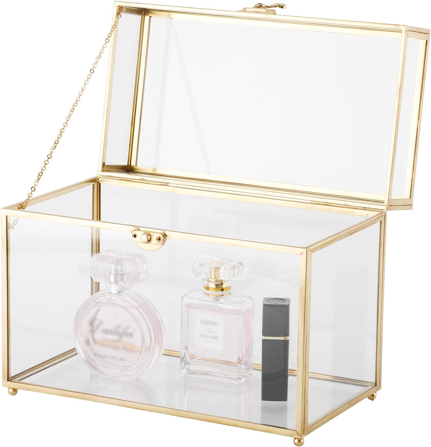 Gold Clear Rectangle Glass Card Box A9476