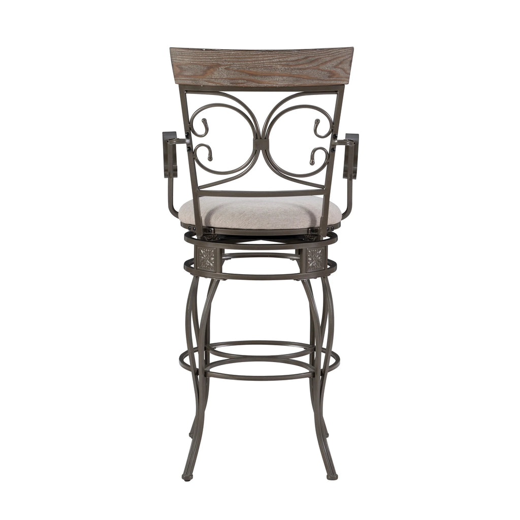 25" Metal Swivel Counter Stool with Arms, Gray Wash/Silver G777991
