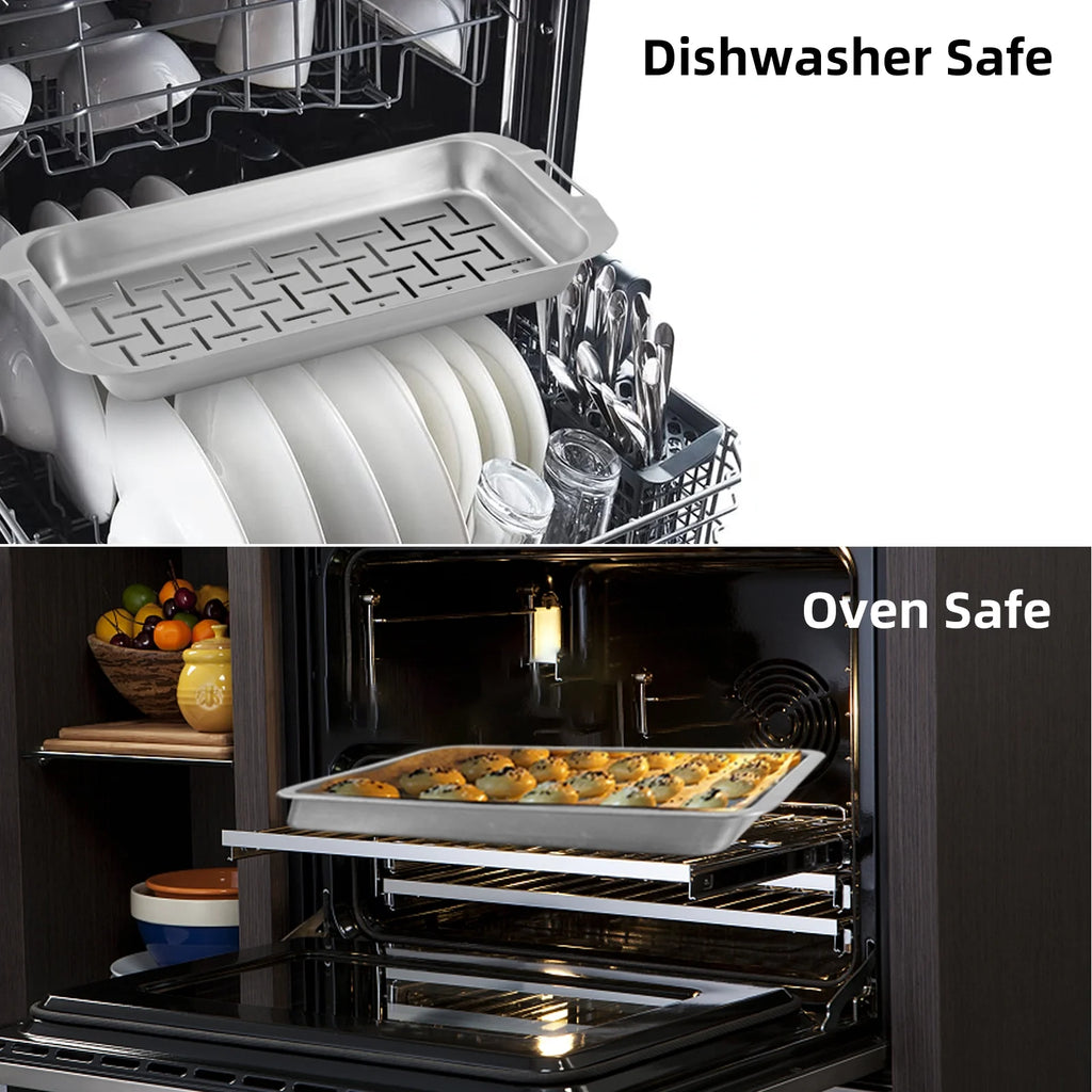 6-Piece Stainless Steel Grill Basket Set with Cooling Rack M467424