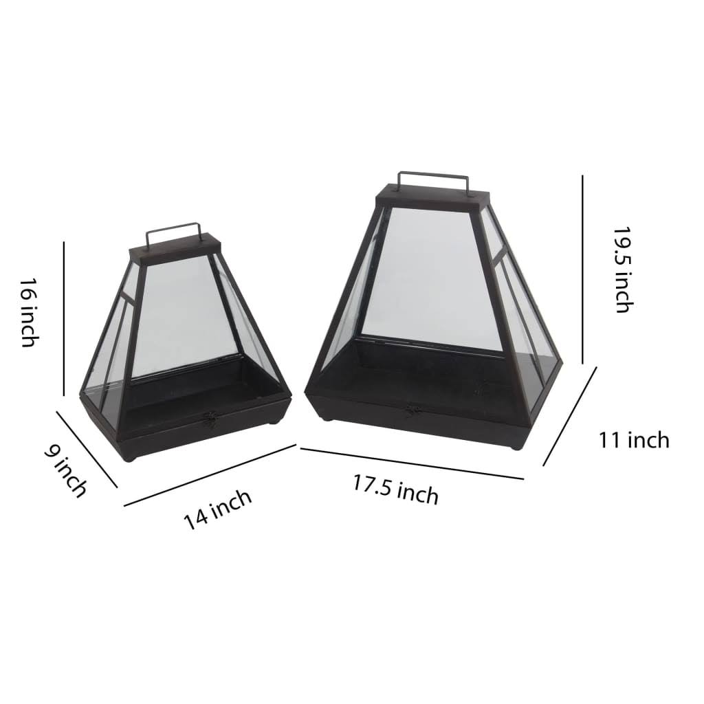 Black Metal 2-Piece Lantern Set X622