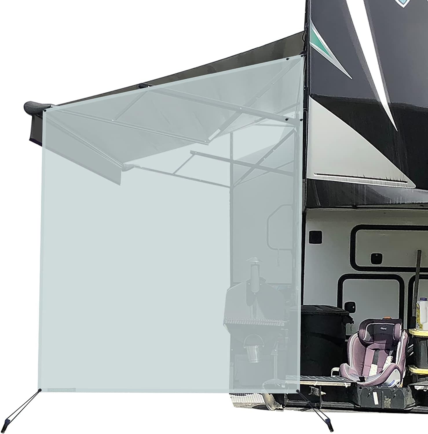 RV Awning Side Sun Shade Screen 9'X7' Black Mesh B3577