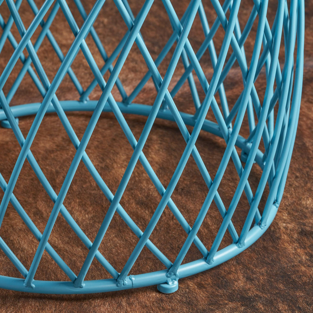 Matte Yellow Lattice Iron Side Table E929020