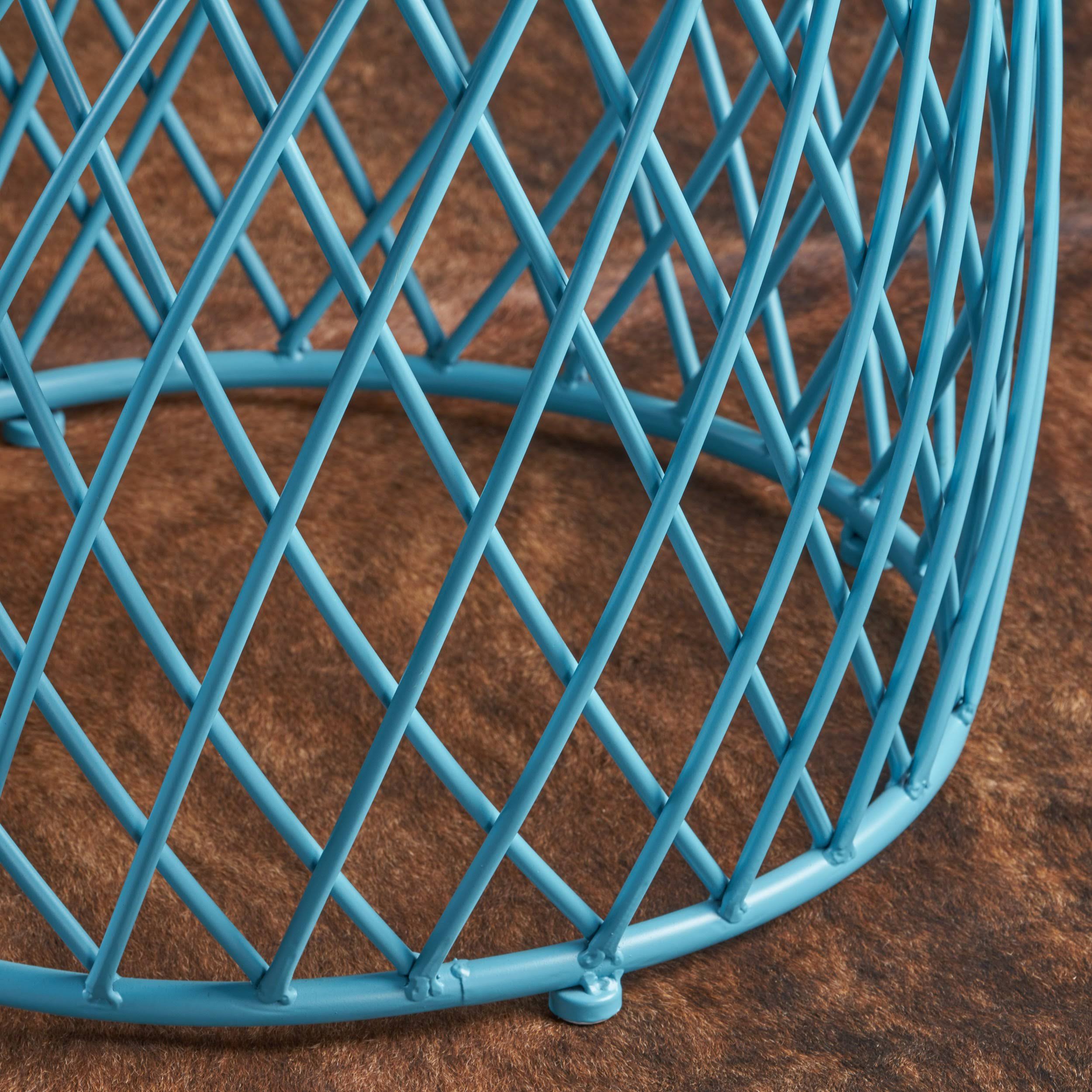 Matte Yellow Lattice Iron Side Table E929020