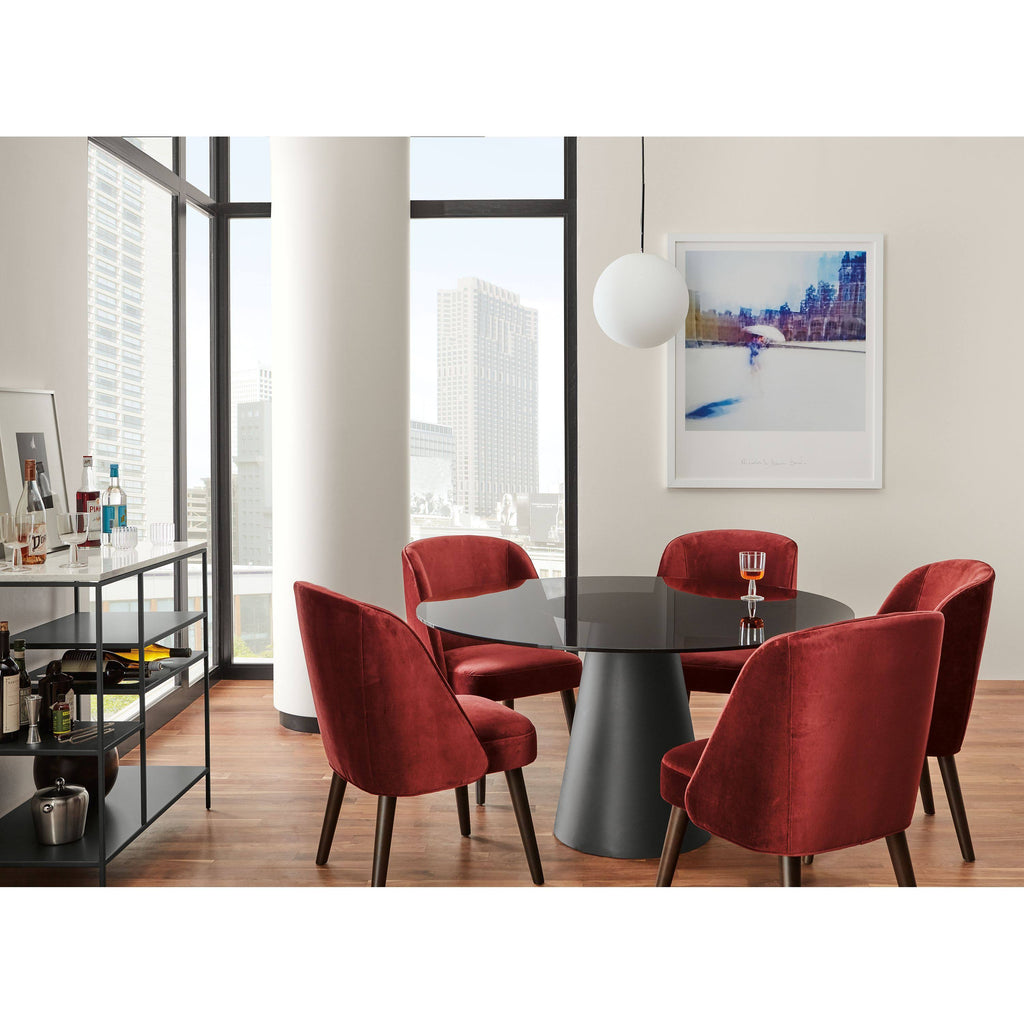 Modern Cora Side Chair in Sumner Linen with Charcoal Legs White Brown Performance Fabric X419103