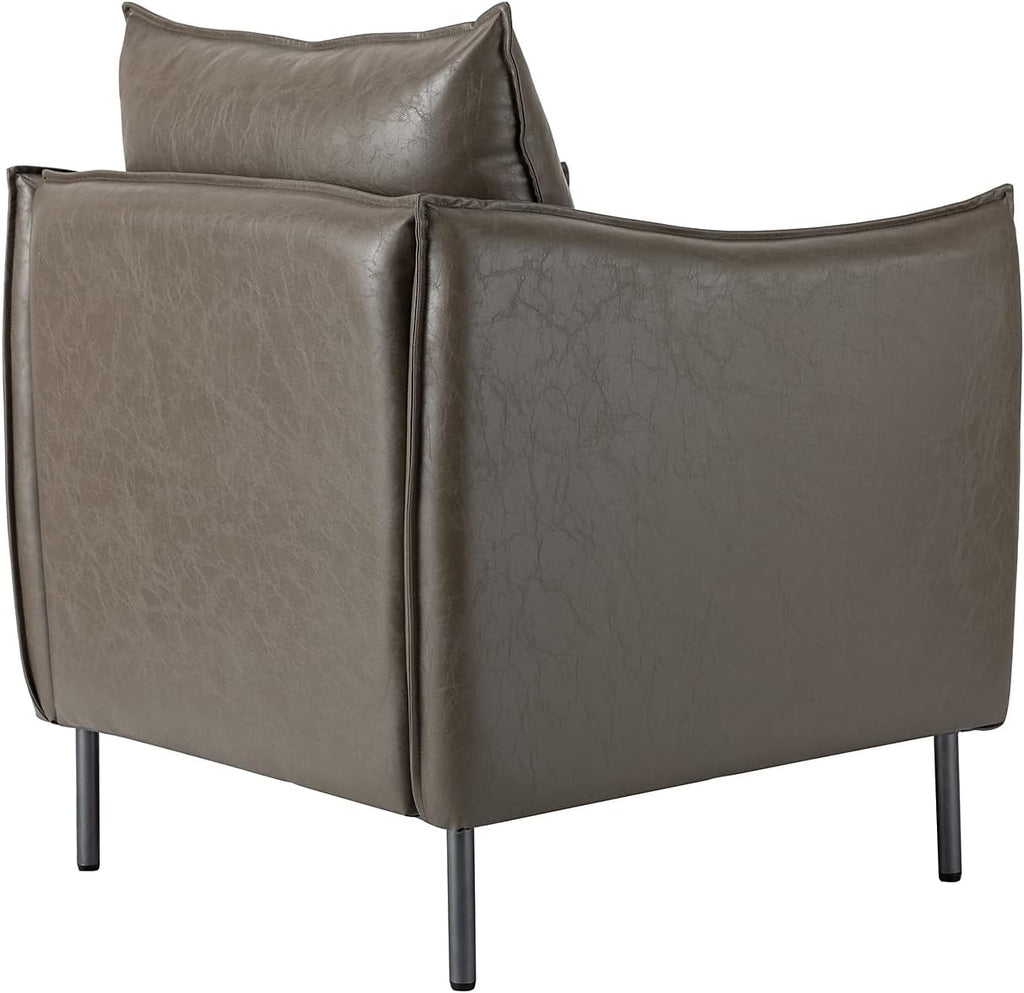 Grey Faux Leather Armchair with Moveable Cushion J785931