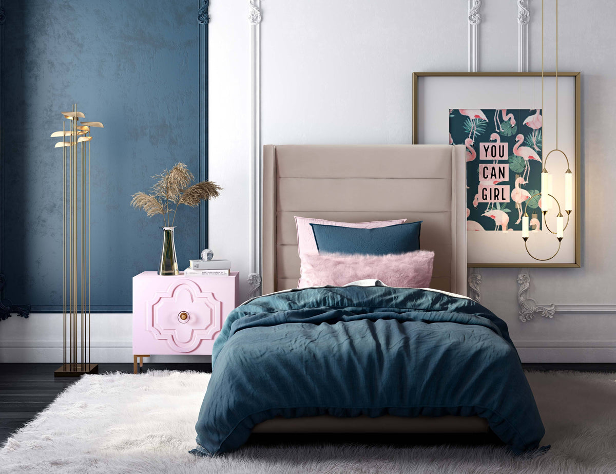 Blush Velvet Bed Twin X28881