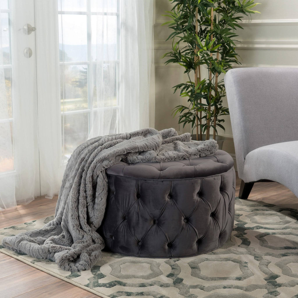 Purple Velvet Ottoman V292813