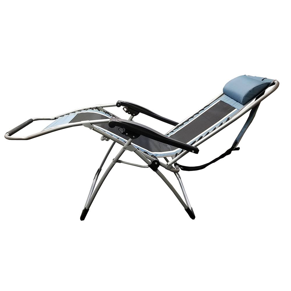 Blue/Grey Outdoor Recliner with Carry Strap X236