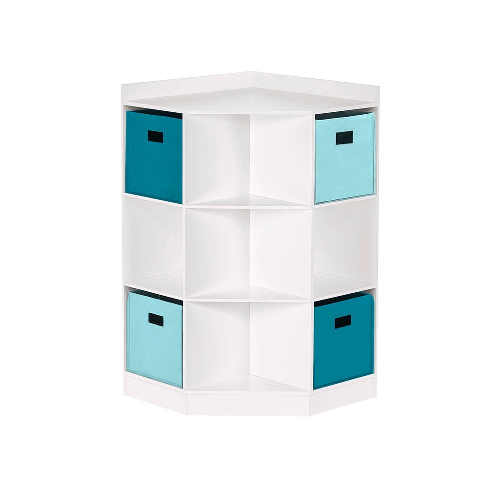 5pc Kids Corner Cabinet Set with 4 Bins White Turquoise Aqua D573603