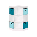 5pc Kids Corner Cabinet Set with 4 Bins White Turquoise Aqua D573603