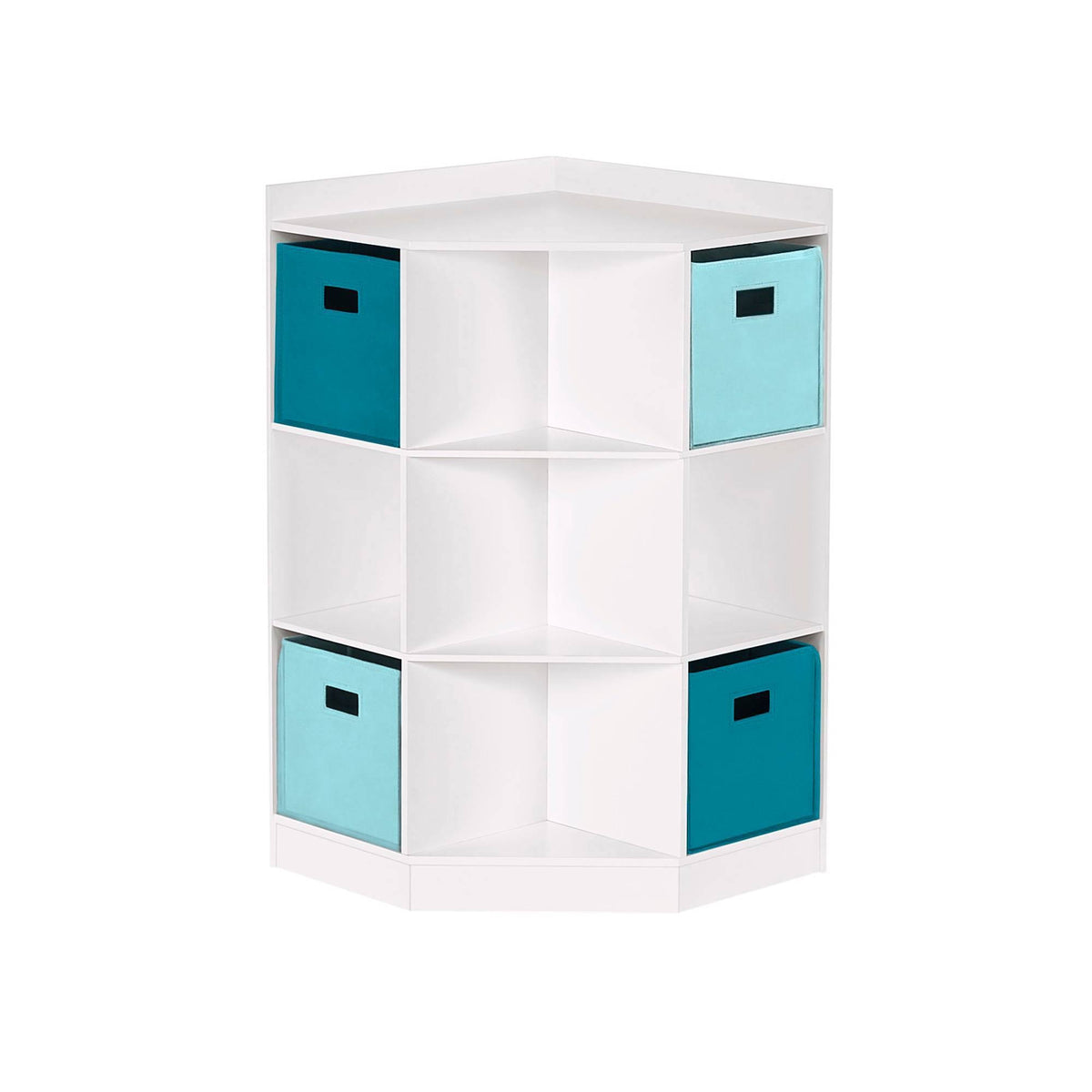 5pc Kids Corner Cabinet Set with 4 Bins White Turquoise Aqua D573603