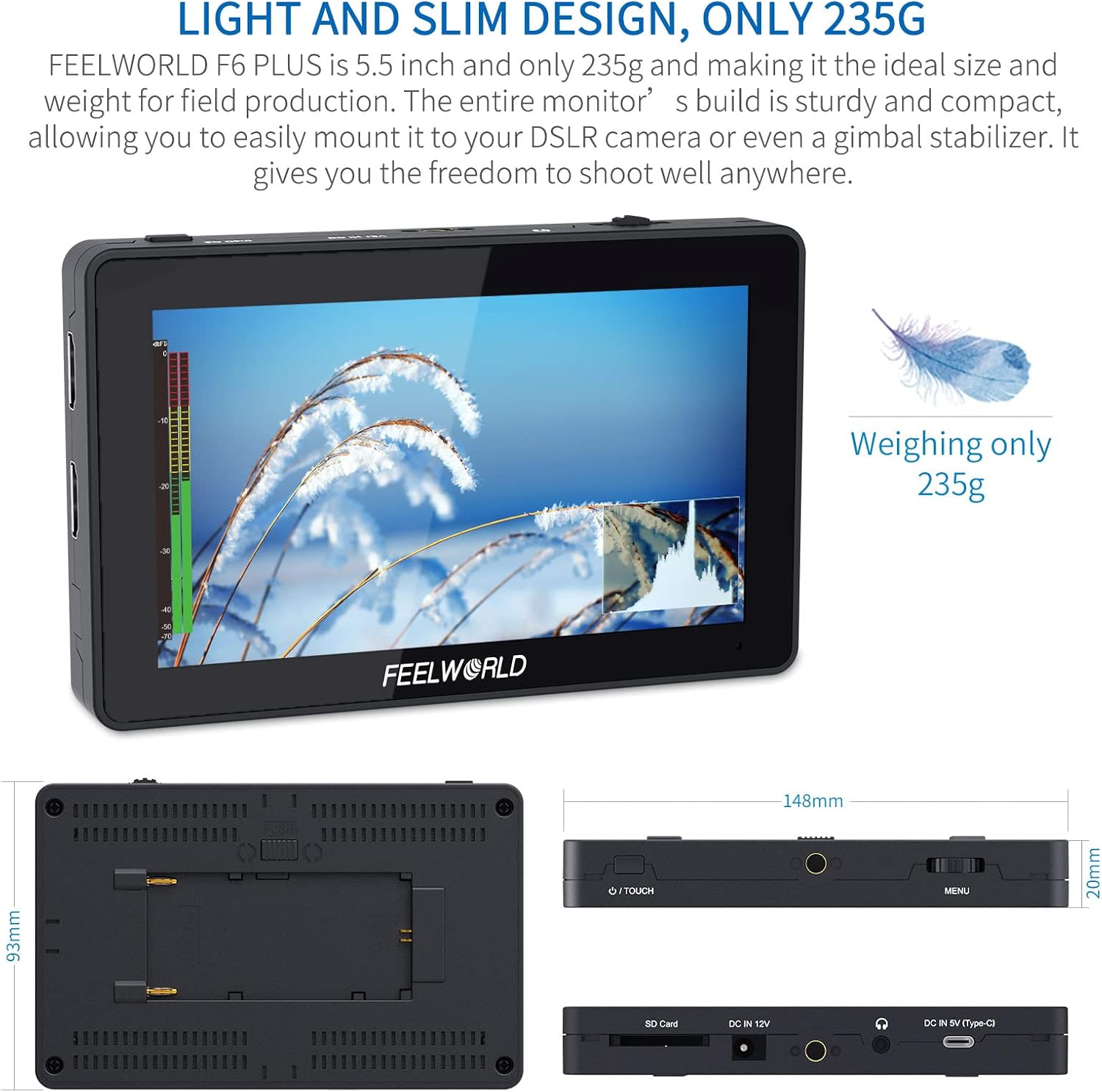 5.5 Inch 4K HDMI Input Output Touch Screen Camera Monitor R65905