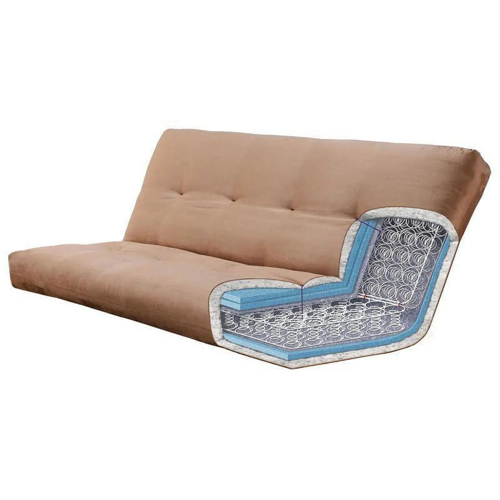 Queen-size Wood Futon with Suede Blue Mattress J8169