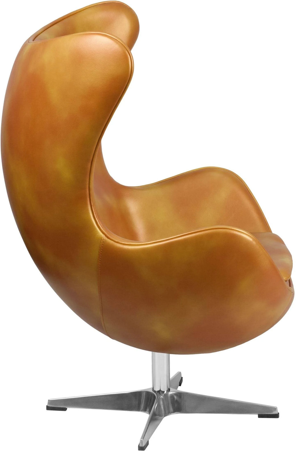 Gold Leather Egg Chair with Tilt-Lock Mechanism N249089