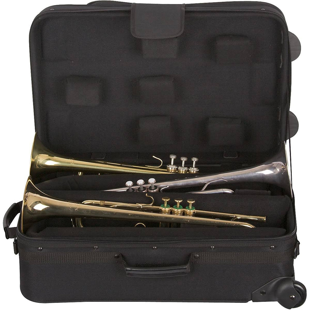 Black Triple Trumpet Case with Wheels T76376