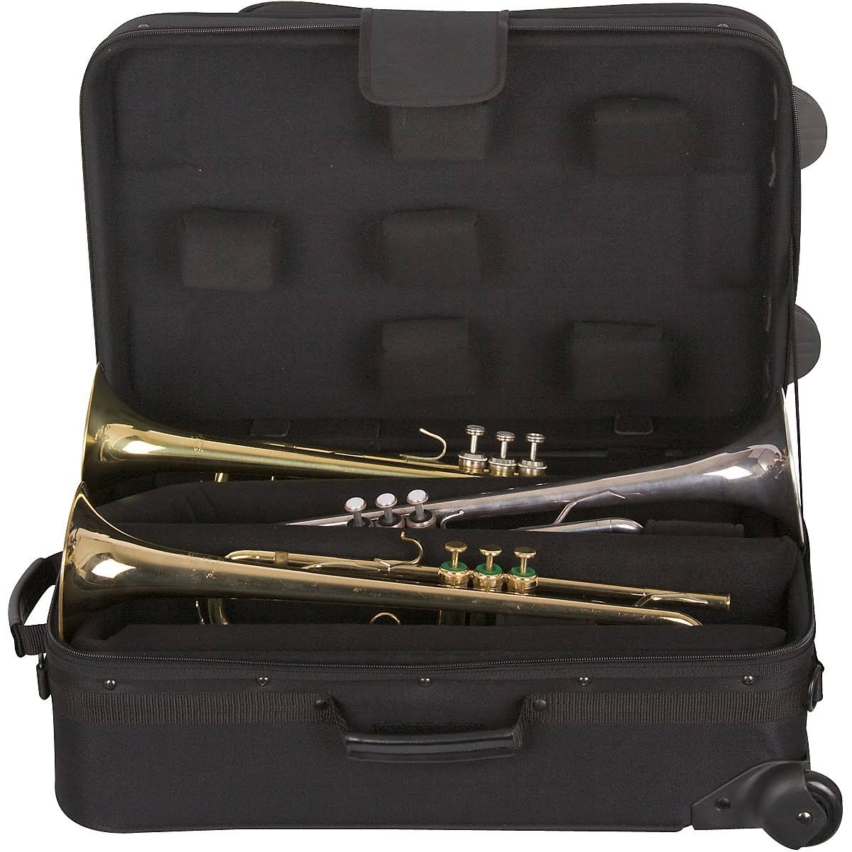Black Triple Trumpet Case with Wheels T76376