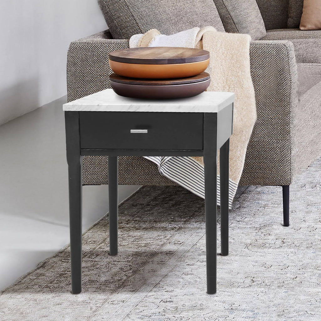 18x22 Square White Marble Side Table with Legs D793387