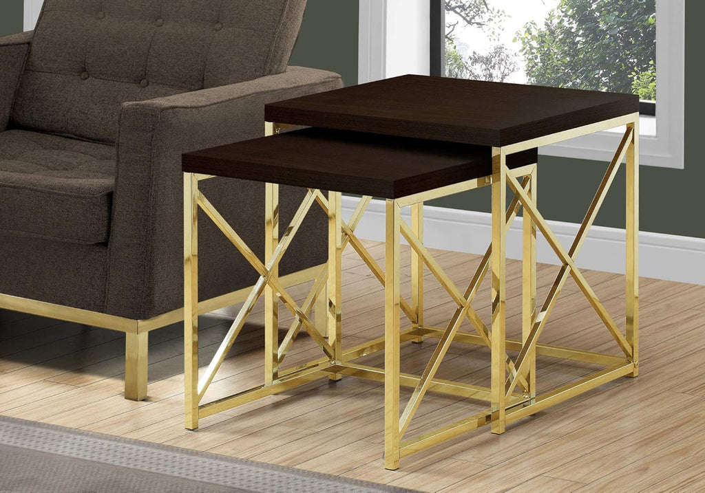 Brown Gold Metal Nesting Table Set F103