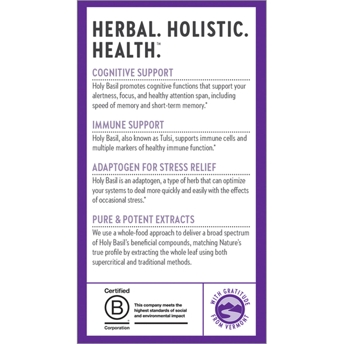 Holy Basil Force Vegetarian Liquid Capsules, 30 Ct F1688