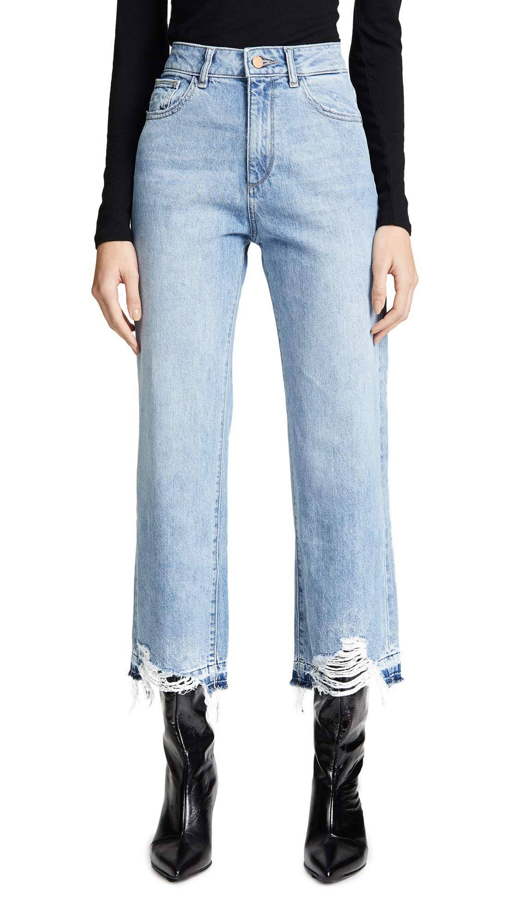 Slate Blue Wide Leg High Rise Jeans Q860