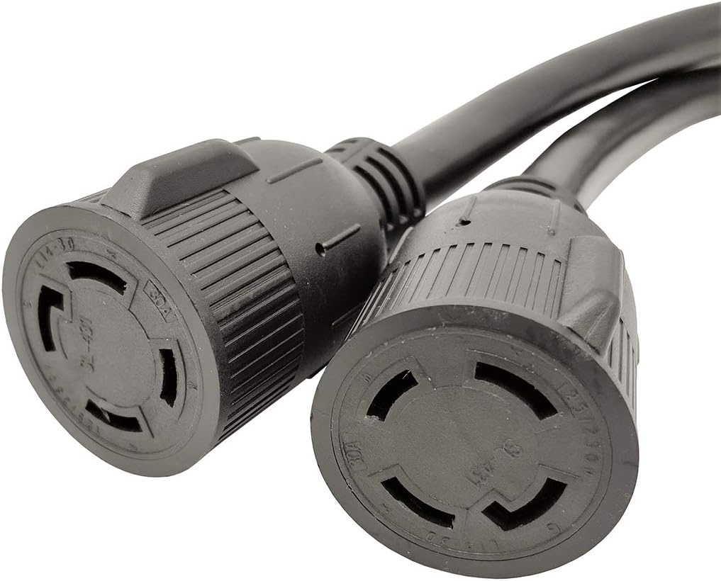 V Splitter Cord 14-50P to (2) L14-30R, 50 AMP 4-Prong, 125V / 250V, 1.5FT, Pack of 2 Z152