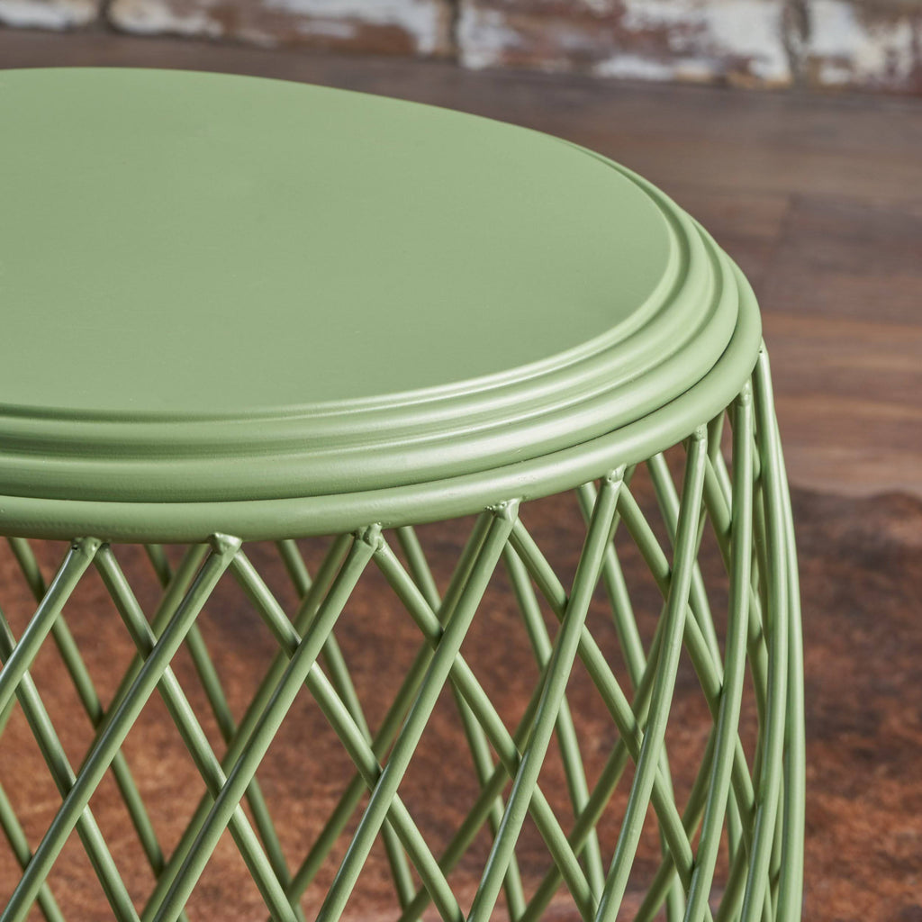 Matte Yellow Lattice Iron Side Table E929020