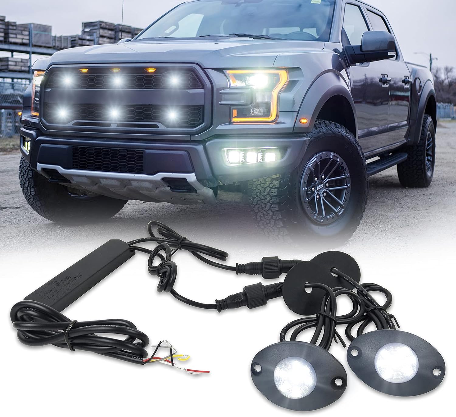 Emergency Strobe Lights Flashing Signal Light Bulb for Grille Headlight Taillight Surface Mount (All White) N994119