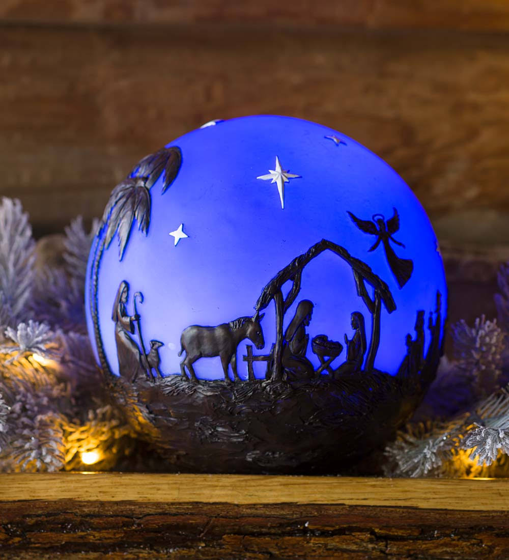 Glowing 3D Christmas Nativity Globe J29733