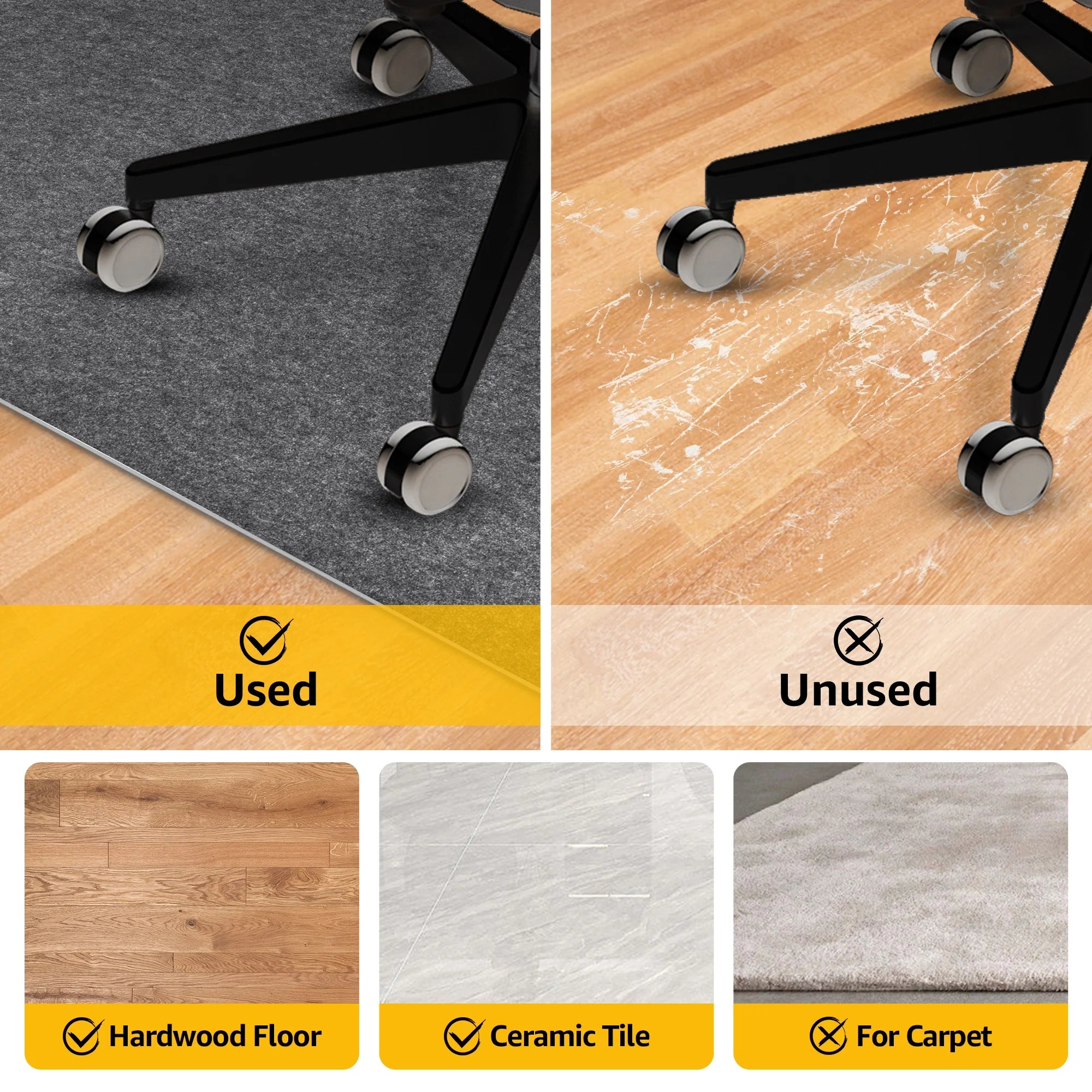 Office Chair Mat for Carpet 55"x35" Hardwood Floor Protector Mat W76793