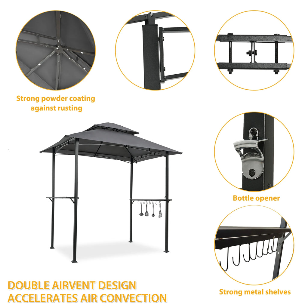 Steel Grill Gazebo Double Tier Top Canopy Z608616