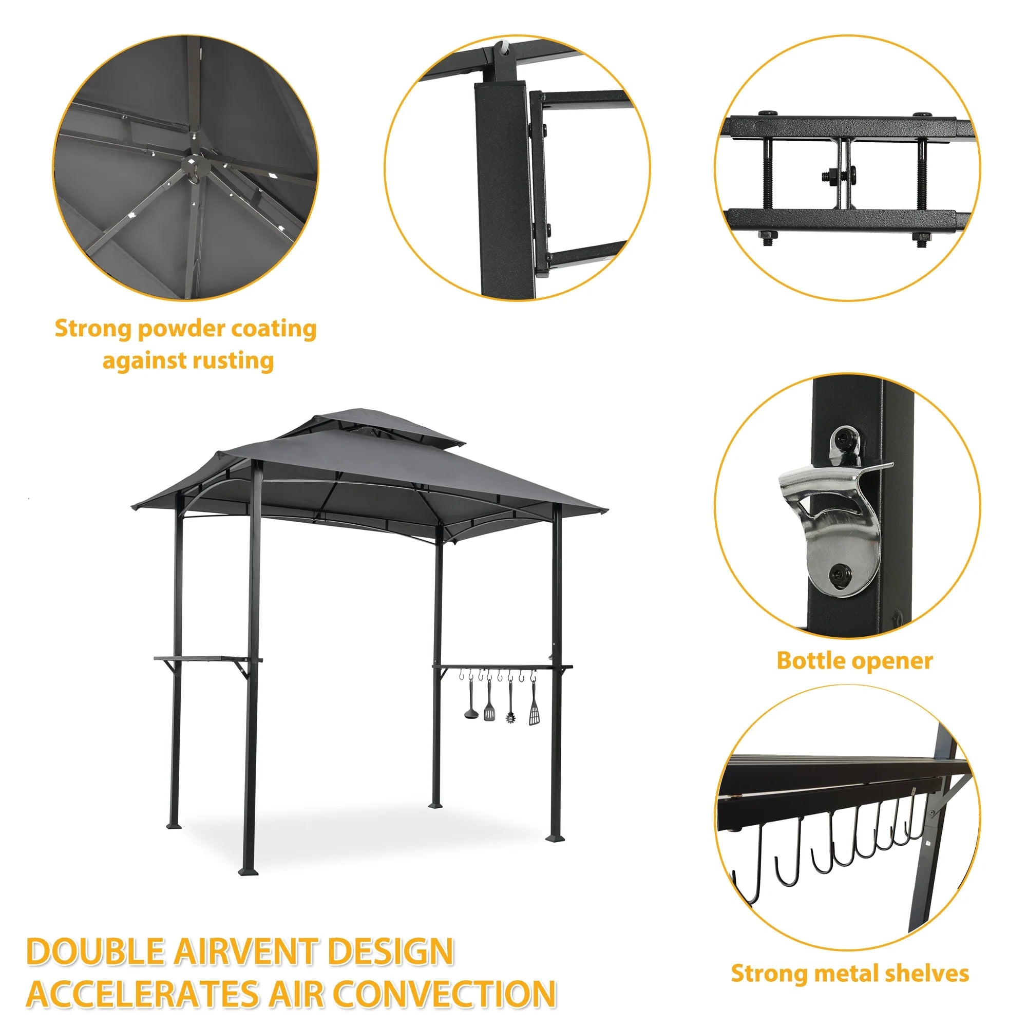 Steel Grill Gazebo Double Tier Top Canopy Z608616
