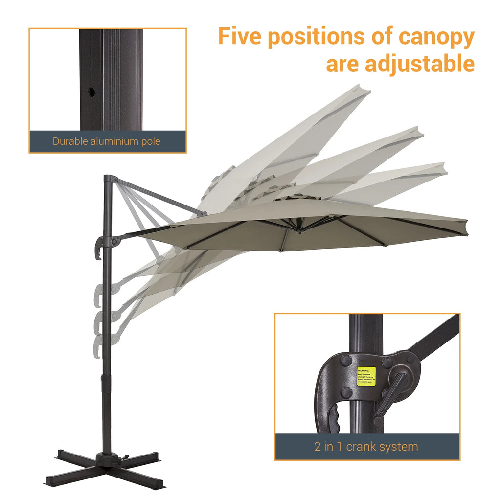 Taupe 10ft Outdoor Round Cantilever Patio Umbrella R38068