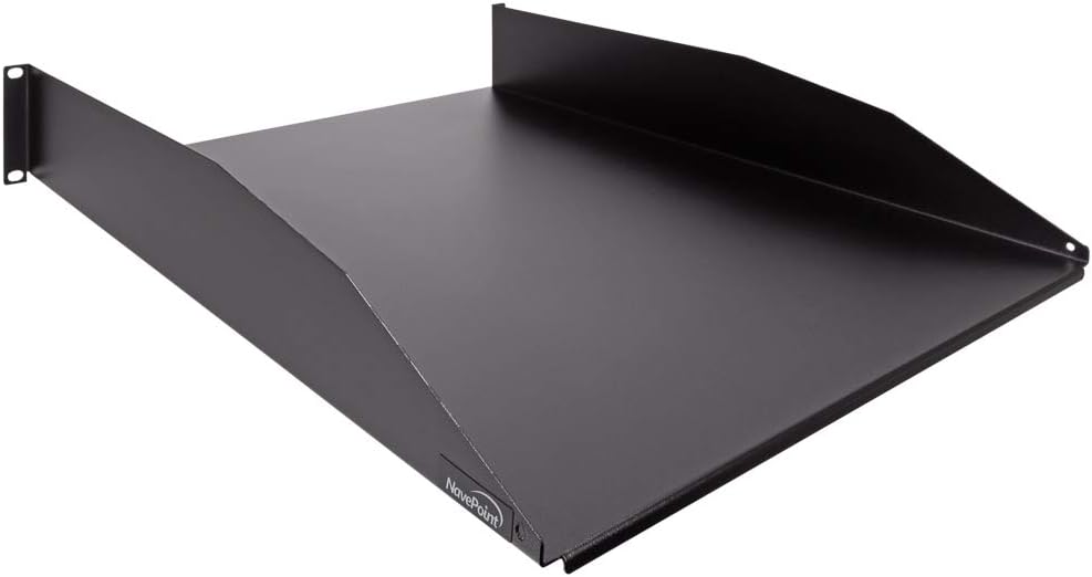 2U 19-Inch Rack Mount Cantilever Server Cabinet Shelf with Lip 22-Inches Deep Black R56889