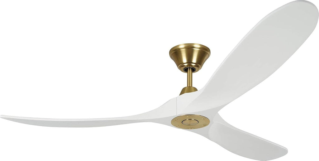Matte White Outdoor Ceiling Fan with Remote Control, 3 Balsa Wood Blades J96614