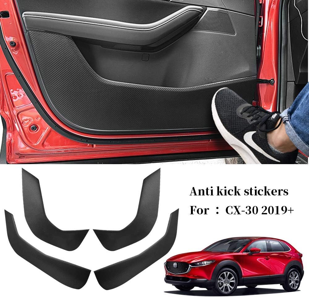 Door Anti-Kick Pad Mats Side Edge Protection Mats Cover Sticker for Mazda CX-30 2019 2020 (Carbon Fiber) U10644