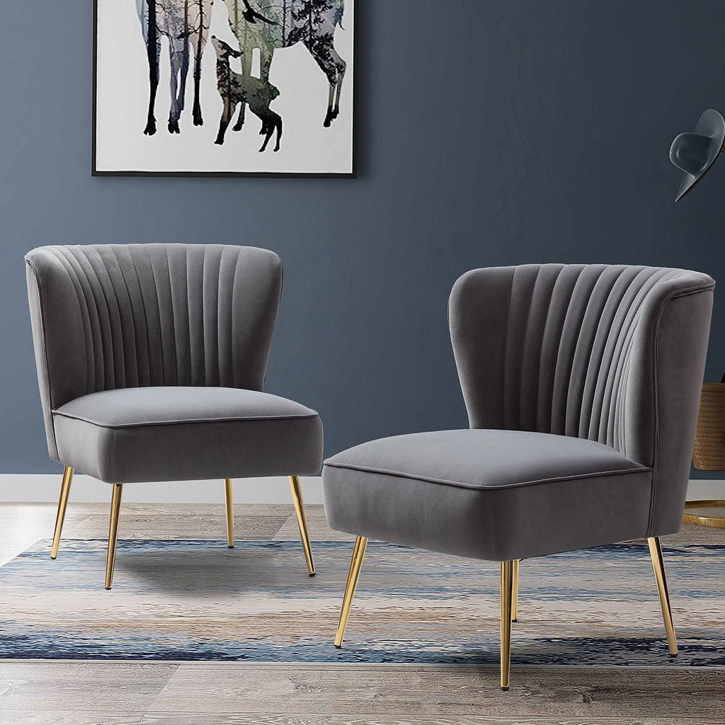 Grey Gold Legs Side Chair Set of 2 X97922