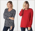 Liquid Knit Tops Set of 2, Size X-Large, Grey/Red L47486