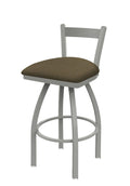 30 inch Low Back Swivel Bar Stool with Anodized Nickel Finish and Graph Cork Seat O27675