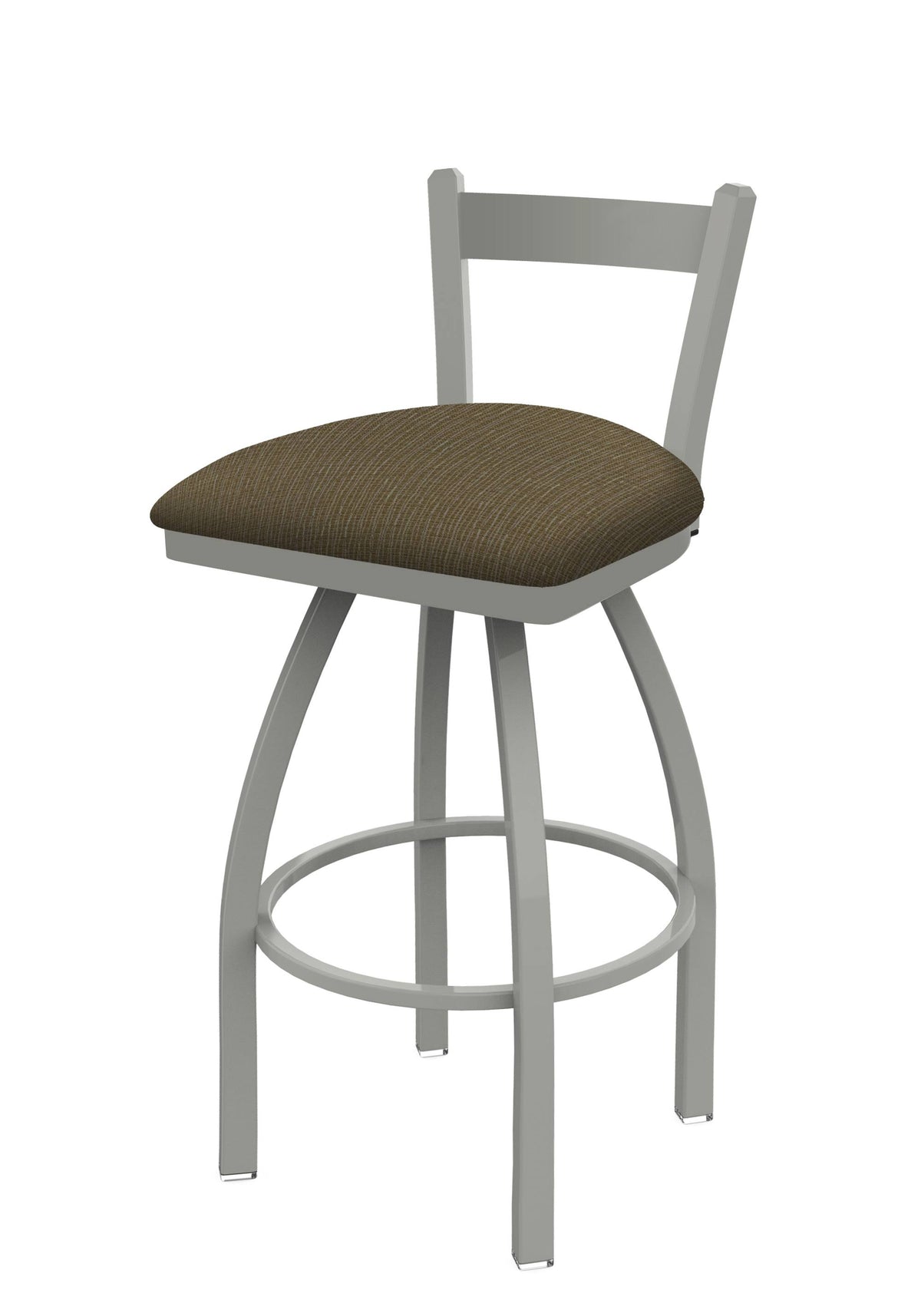30 inch Low Back Swivel Bar Stool with Anodized Nickel Finish and Graph Cork Seat O27675