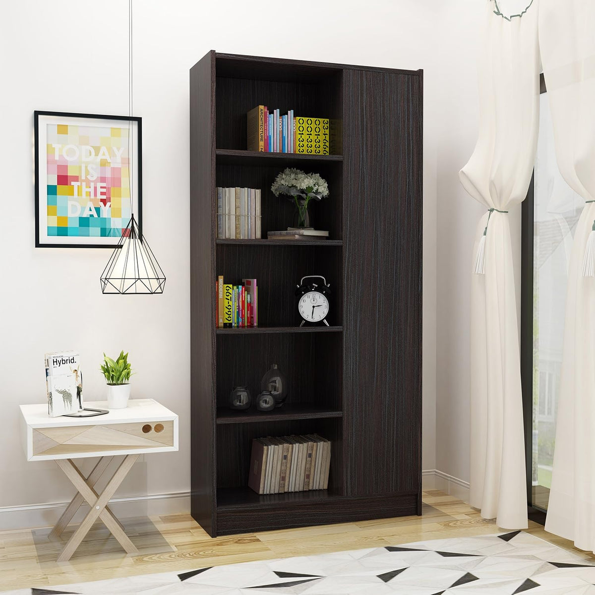 Walnut Finish Faux Wood Bookcase L50987