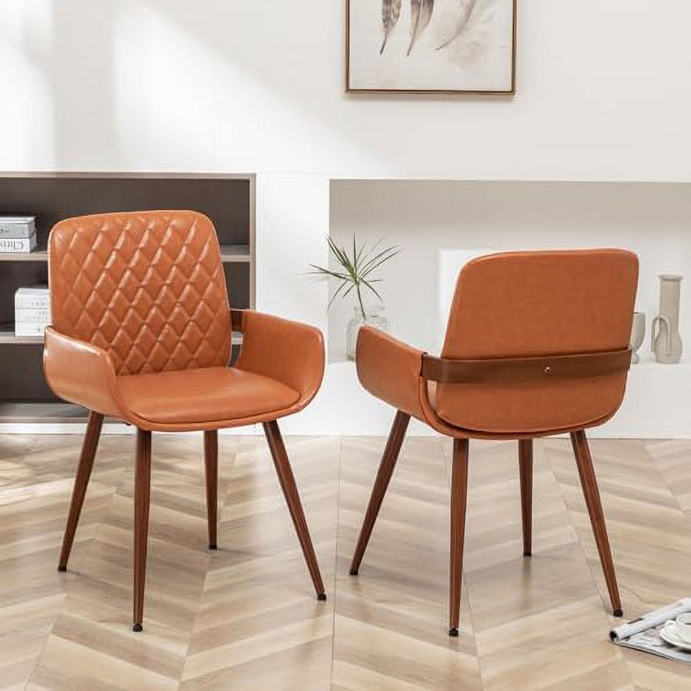 Beige Fabric Bentwood Frame Dining Chairs Set of 2 with Armrest S16676