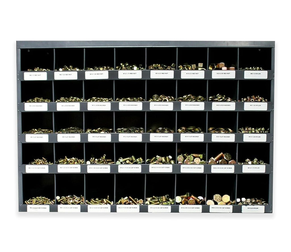 3760 Piece Bolt Bin Kit Grade 8 Nut Bolt Washer Assortment Hex Head Cap Screws Flat and Lock Washers 40 Hole Bin P817