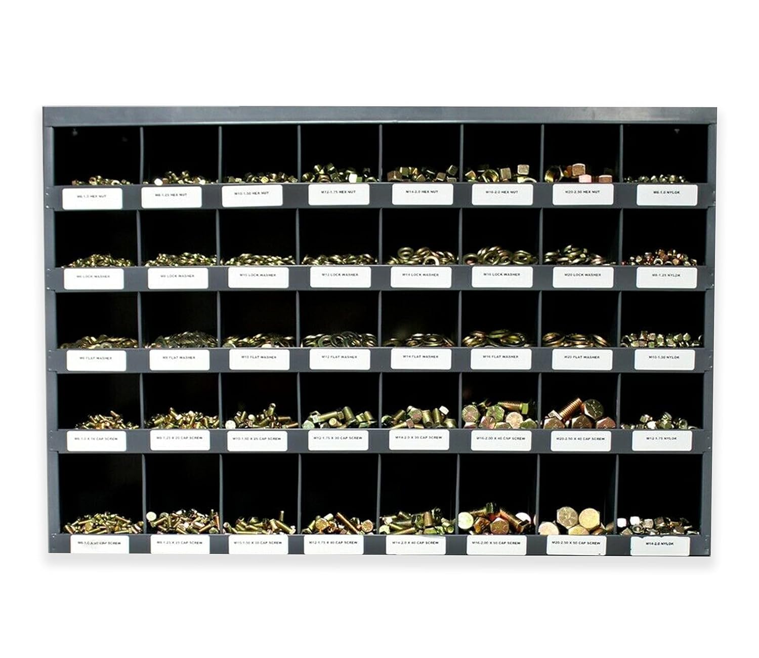 3760 Piece Bolt Bin Kit Grade 8 Nut Bolt Washer Assortment Hex Head Cap Screws Flat and Lock Washers 40 Hole Bin P817