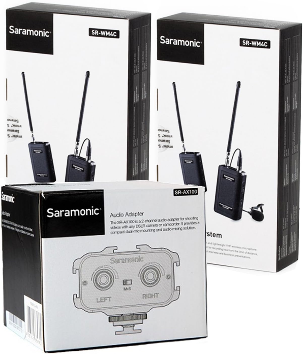 Dual Wireless VHF Lavalier Microphone Bundle with 2 Transmitters, 2 Receivers and Audio Mixer H567