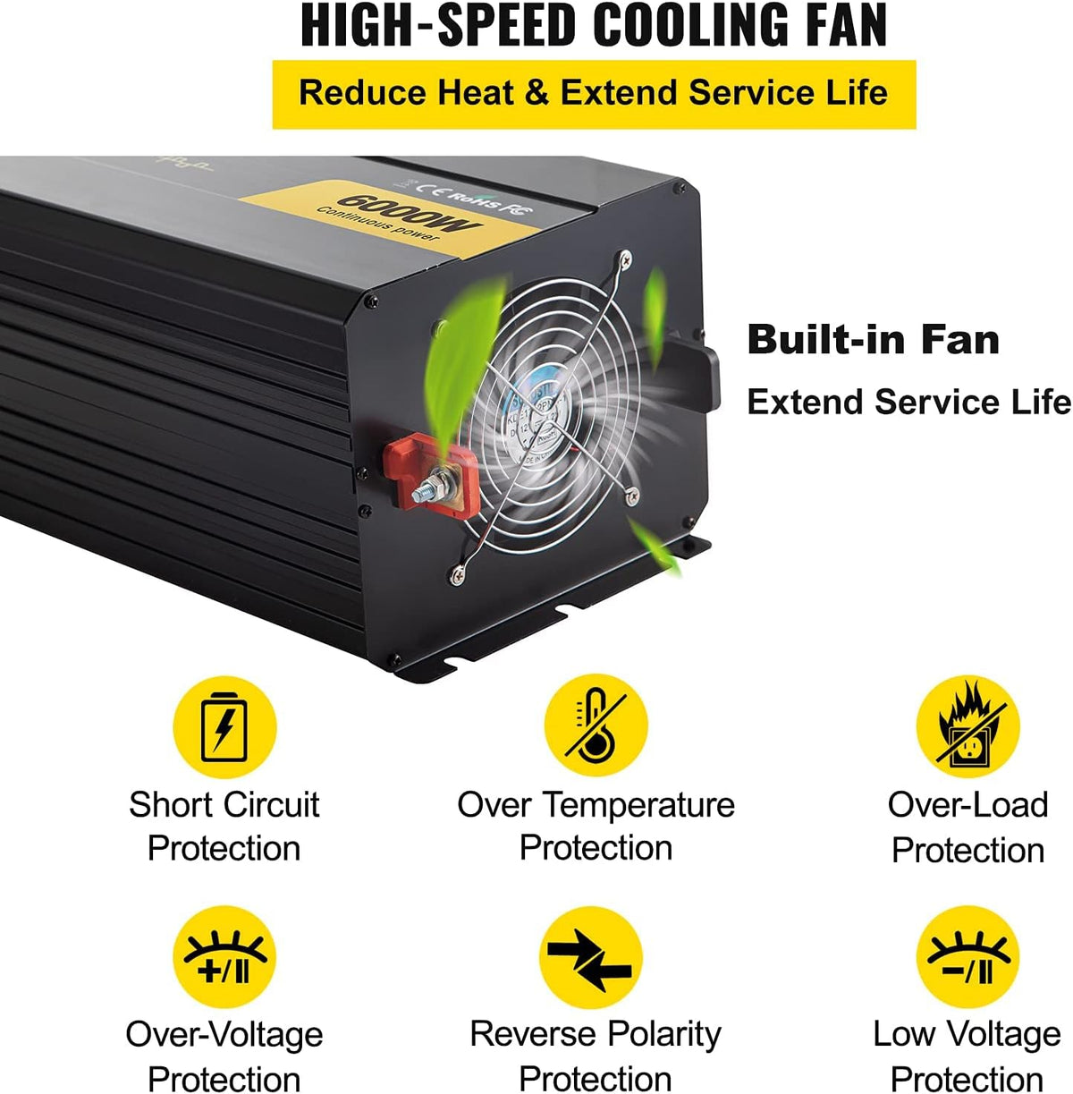 6000W Modified Sine Wave Power Inverter with LCD Display B7118